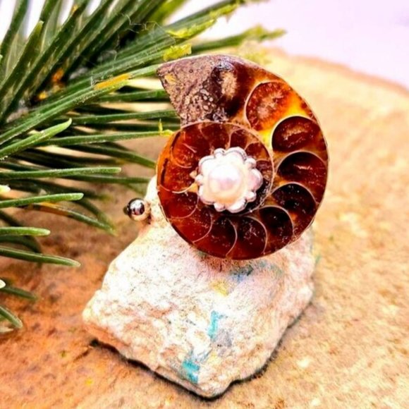 Beautiful Nature Conch Silver Flower Open Wrapped Ring - Picture 7 of 10